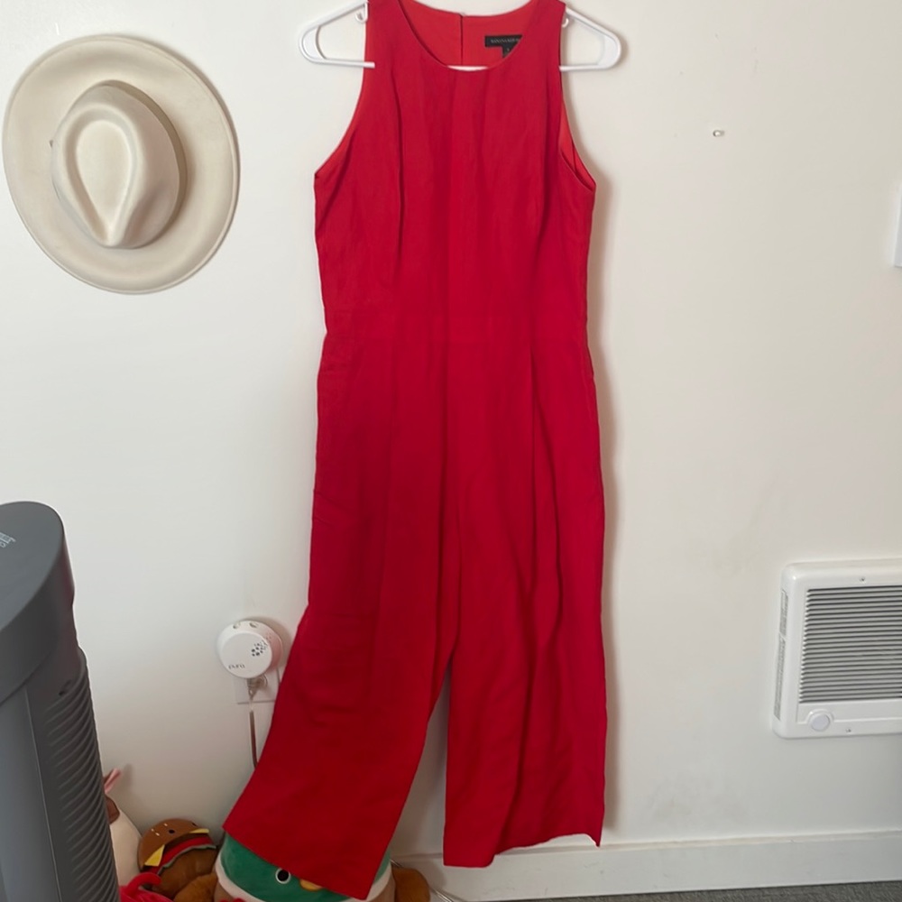 Red wide legged Banana Republic jumpsuit